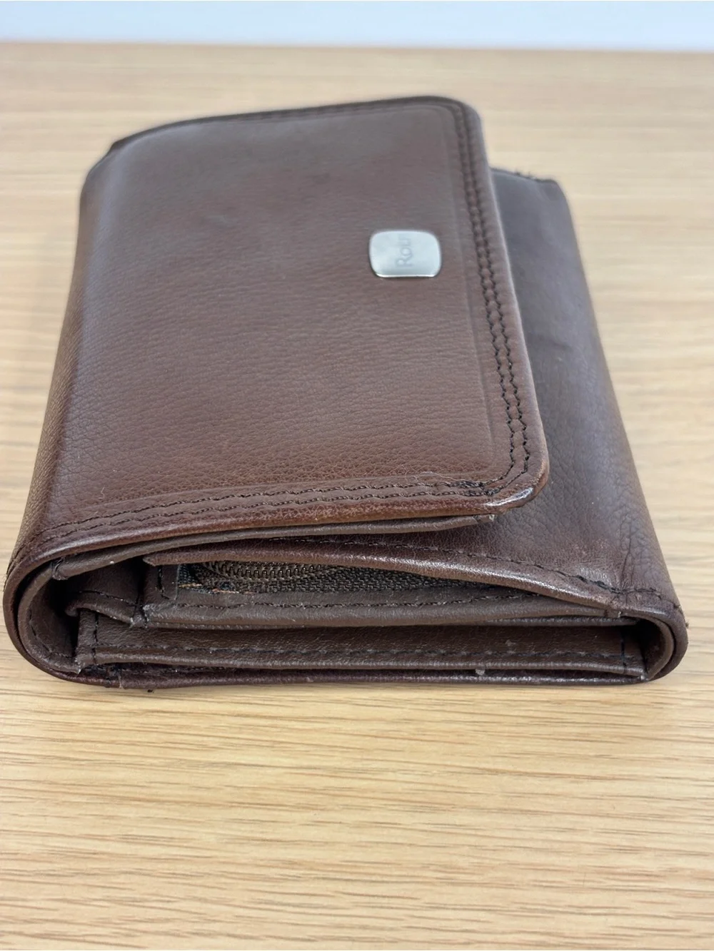 Vintage Rolfs Brown Pebbled Leather Trifold Wallet